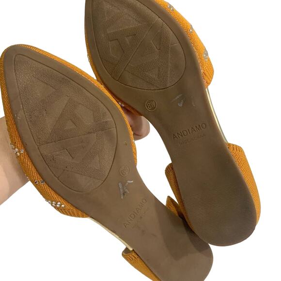 Andiamo pointed toe flats mustard colored with rhinestones Sz 8 - Picture 4 of 5